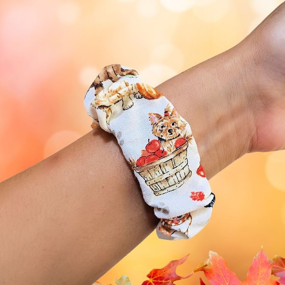 Autumn Dogs Scrunchies Watch Band for Fitbit Versa 3 Versa 4, Fitbit Sense 2 - Picture 1 of 6